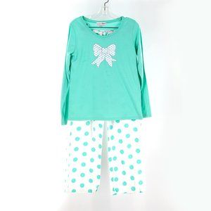 Ladies Breakfast in Bed Mint Green Polka Dot PJ"S